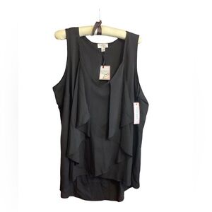 ☃️ Bisou Bisou Black Ruffle Tank Top Size 0X